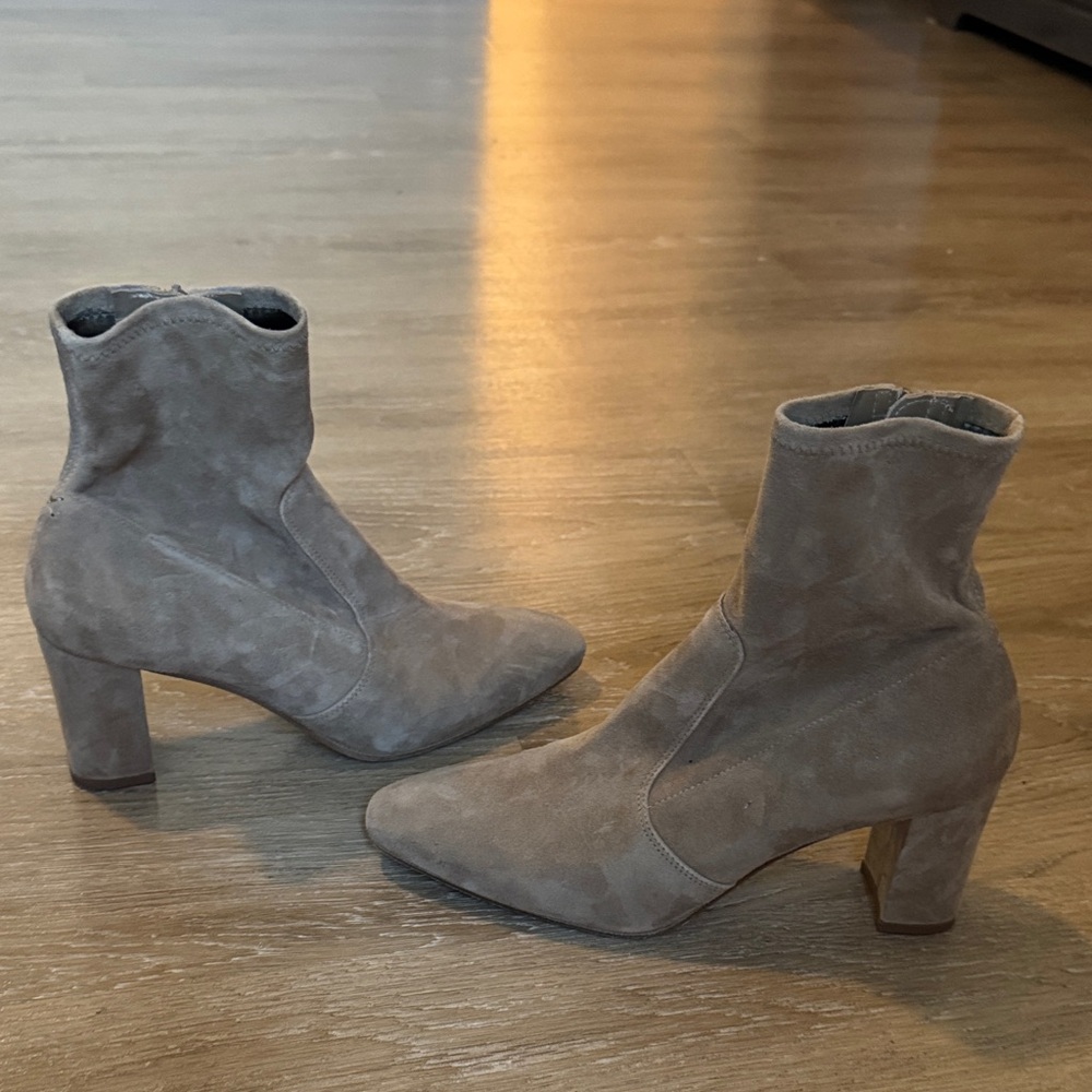 Inez Paz Women's Taupe Suede Block Heel Ankle Boots 8W